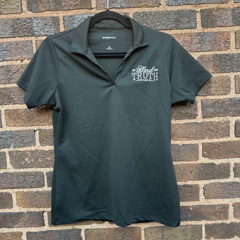 Sport-Tek Hard Truth Distilling Womens Polo Shirt Small Black Logo Performance